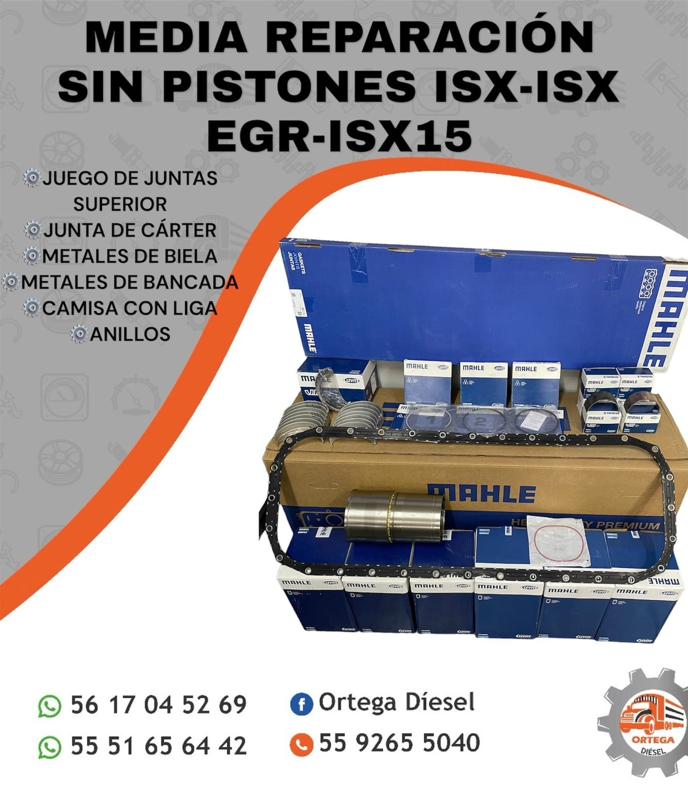 MEDIA REPARACIÓN SIN PISTONES ISX-ISX EGR-ISX MARCA MAHLE